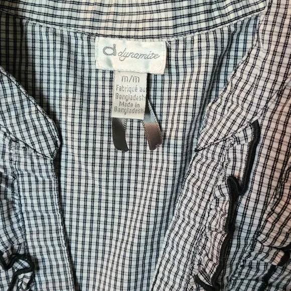 Dynamite Gingham Ruffle Front Top - Picture 5 of 8